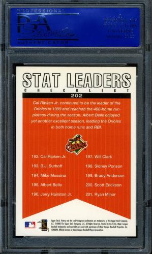 2000 Upper Deck Victory #202 C.Ripken/A.Belle CL PSA 10 #30980460 - Back