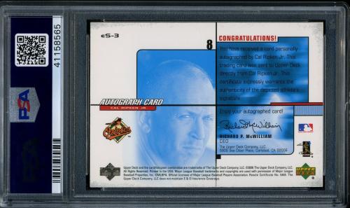 2000 Upper Deck eVolve Autograph #ES-3 Cal Ripken PSA 10 #41158565 - Back