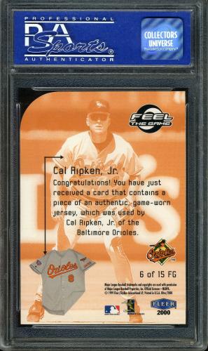 2000 Ultra Feel the Game #6 Cal Ripken Jsy PSA 9 #03449775 - Back