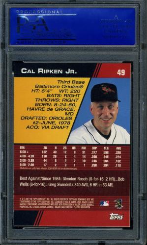 2001 Bowman's Best #49 Cal Ripken PSA 10 #31034052 - Back