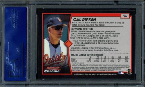 2001 Bowman Chrome #96 Cal Ripken PSA 10 #15599187 - Back