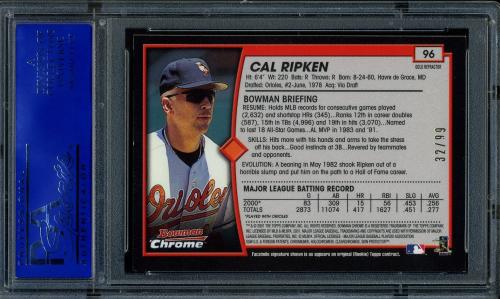 2001 Bowman Chrome Gold Refractors #96 Cal Ripken PSA 9 #30980462 - Back