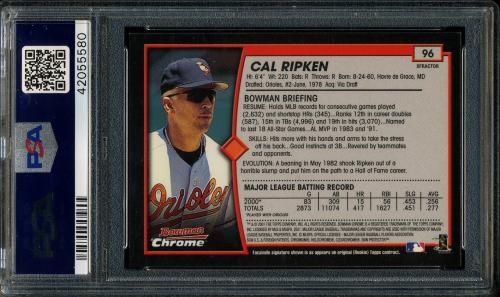 2001 Bowman Chrome Xfractors #96 Cal Ripken PSA 9 #42055580 - Back