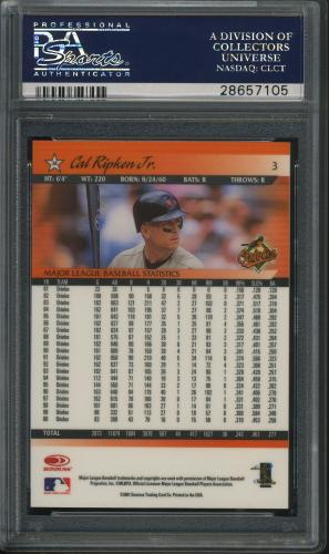 2001 Donruss Baseball's Best Silver #003 Cal Ripken PSA 10 #28657105 - Back