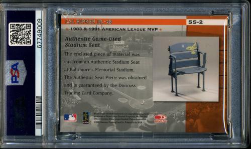 2001 Donruss Classics Stadium Stars #SS2 Cal Ripken PSA 8 #67749009 - Back