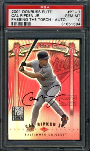 2001 Donruss Elite Passing the Torch Autographs #PT07 Cal Ripken PSA 10 #31851584