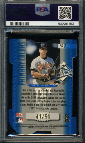 2001 Donruss Elite Primary Colors Blue Die Cut #PC-3 Cal Ripken PSA 8 #80239153 - Back