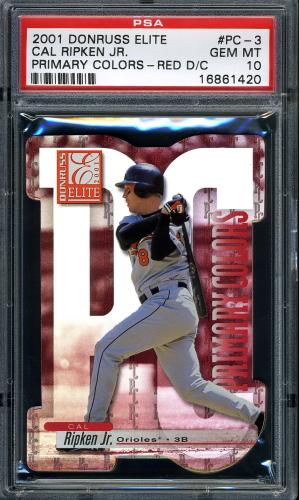 2001 Donruss Elite Primary Colors Red Die Cut #PC-3 Cal Ripken PSA 10 #16861420