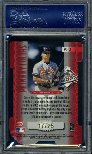 2001 Donruss Elite Primary Colors Red Die Cut #PC-3 Cal Ripken PSA 10 #16861420 - Back