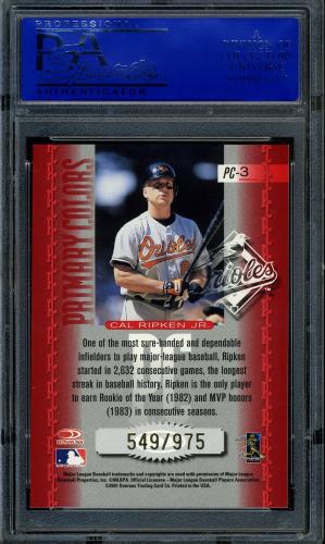 2001 Donruss Elite Primary Colors Red #PC-3 Cal Ripken PSA 10 #30980463 - Back