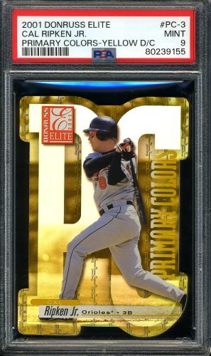 2001 Donruss Elite Primary Colors Yellow Die Cut #PC-3 Cal Ripken PSA 9 #80239155