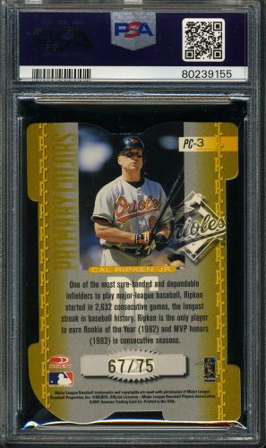 2001 Donruss Elite Primary Colors Yellow Die Cut #PC-3 Cal Ripken PSA 9 #80239155 - Back