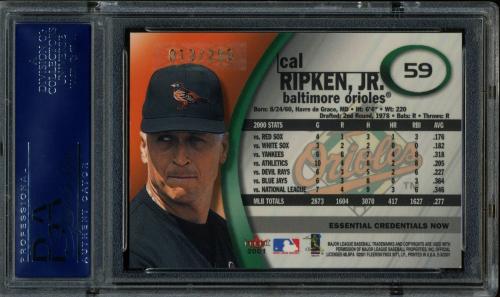 2001 E-X Essential Credentials Now #59 Cal Ripken PSA 10 #18733496 - Back