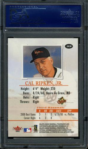 2001 Fleer Authority #33 Cal Ripken PSA 10 #17168543 - Back
