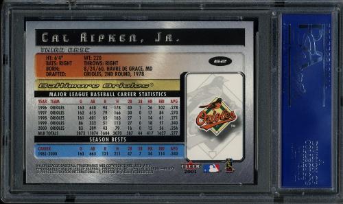 2001 Fleer Futures #62 Cal Ripken PSA 10 #14505125 - Back