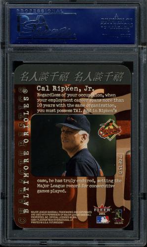 2001 Fleer Futures Characteristics #C7 Cal Ripken PSA 10 #14336356 - Back