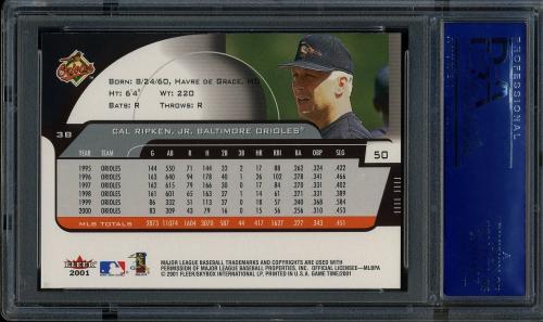 2001 Fleer Game Time #50 Cal Ripken PSA 10 #14190801 - Back