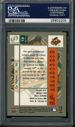 2001 Fleer Legacy Ultimate #19 Cal Ripken PSA 10 #25802205 - Back