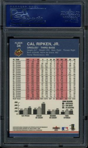 2001 Fleer Platinum #034 Cal Ripken PSA 10 #16228078 - Back
