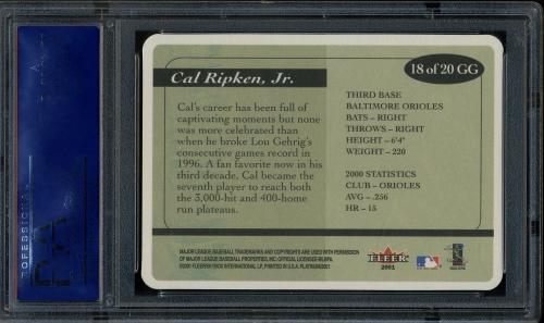 2001 Fleer Platinum Grandstand Greats #GG18 Cal Ripken PSA 10 #40523027 - Back