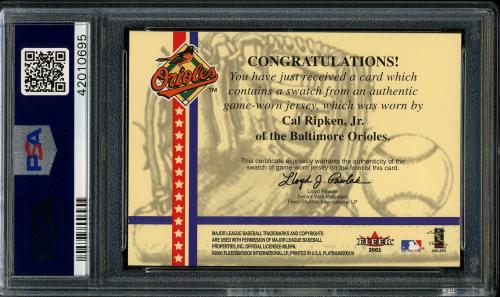 2001 Fleer Platinum National Patch Time Cal Ripken Black S1 PSA 10 #42010695 - Back