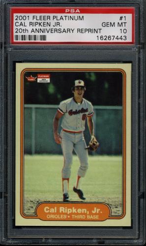 2001 Fleer Platinum 20th Anniversary Reprints #1 Cal Ripken 82F PSA 10 #16267443