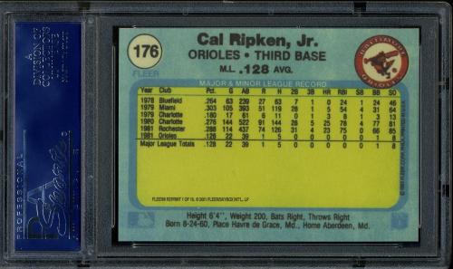2001 Fleer Platinum 20th Anniversary Reprints #1 Cal Ripken 82F PSA 10 #16267443 - Back