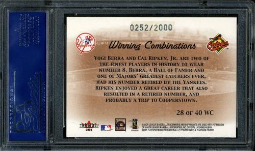 2001 Fleer Platinum Winning Combinations #28 Y.Berra/C.Ripken/2000 PSA 10 #18316267 - Back