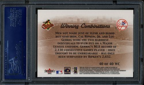 2001 Fleer Platinum Winning Combinations Blue #40 C.Ripken/L.Gehrig PSA 9 #90483956 - Back