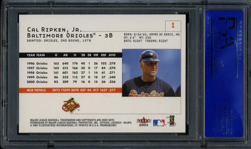 2001 Fleer Premium #1 Cal Ripken PSA 9 #30980475 - Back