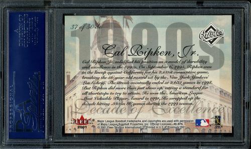 2001 Fleer Premium Decades of Excellence #DE37 Cal Ripken PSA 10 #18411813 - Back