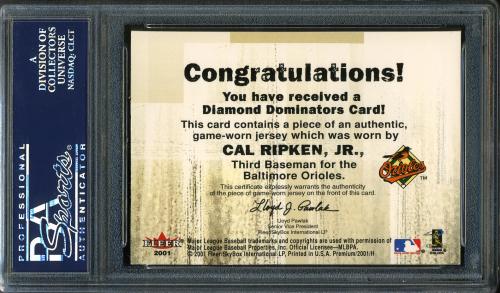 2001 Fleer Premium Diamond Dominators #DD9 Cal Ripken PSA 9 #18505824 - Back