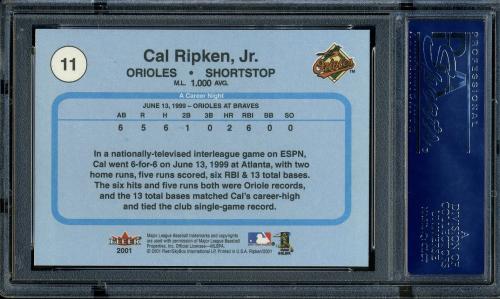 2001 Fleer Ripken Commemorative 50000 #11 Cal Ripken Jr. PSA 10 #16861427 - Back