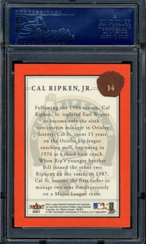 2001 Fleer Ripken Commemorative 50000 #14 Cal Ripken Jr. PSA 10 #16861430 - Back