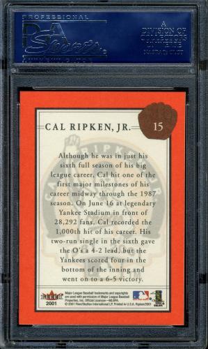 2001 Fleer Ripken Commemorative 50000 #15 Cal Ripken Jr. PSA 10 #16861431 - Back