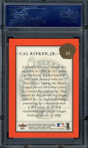 2001 Fleer Ripken Commemorative 50000 #16 Cal Ripken Jr. PSA 10 #16861432 - Back