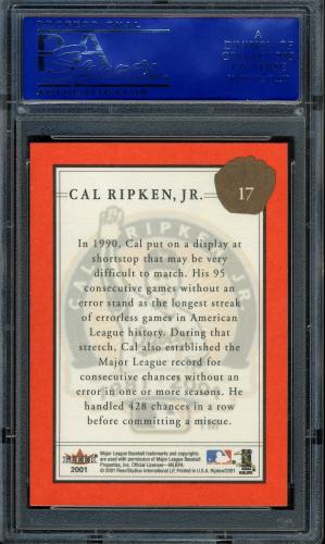 2001 Fleer Ripken Commemorative 50000 #17 Cal Ripken Jr. PSA 10 #31449235 - Back