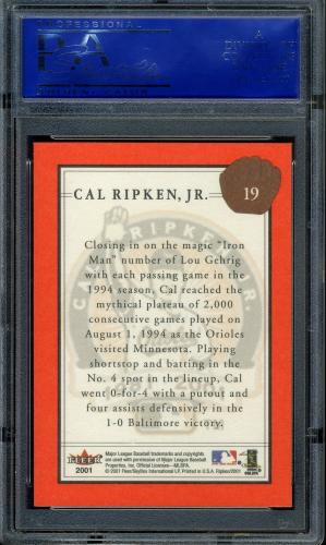2001 Fleer Ripken Commemorative 50000 #19 Cal Ripken Jr. PSA 10 #31449231 - Back