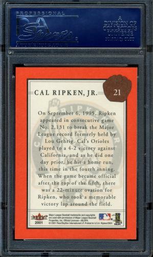 2001 Fleer Ripken Commemorative 50000 #21 Cal Ripken Jr. PSA 10 #16861434 - Back