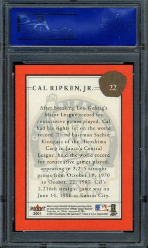 2001 Fleer Ripken Commemorative 50000 #22 Cal Ripken Jr. PSA 10 #31449232 - Back