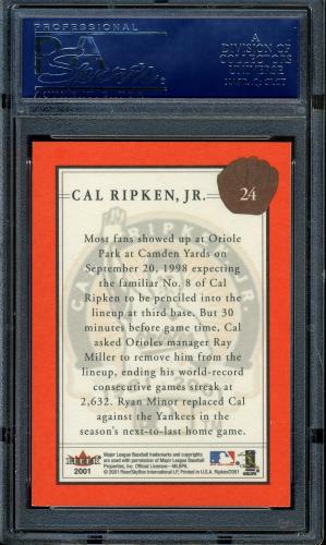 2001 Fleer Ripken Commemorative 50000 #24 Cal Ripken Jr. PSA 10 #16861436 - Back