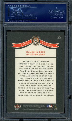 2001 Fleer Ripken Commemorative 50000 #25 Cal Ripken Jr. PSA 10 #16861437 - Back