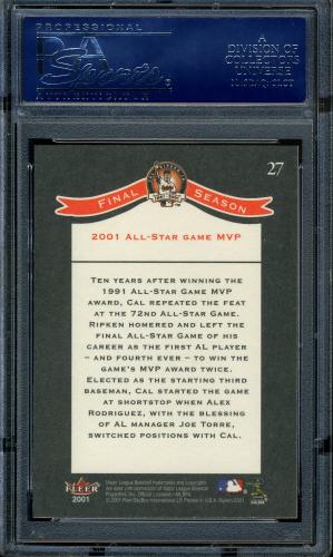 2001 Fleer Ripken Commemorative 50000 #27 Cal Ripken Jr. PSA 10 #16861439 - Back