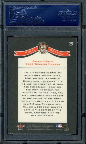 2001 Fleer Ripken Commemorative 50000 #29 Cal Ripken Jr. PSA 10 #16861440 - Back
