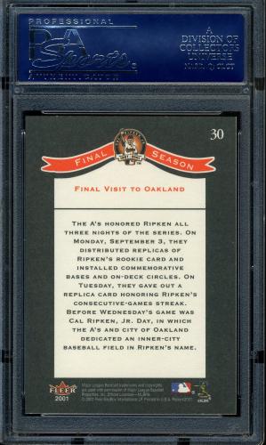 2001 Fleer Ripken Commemorative 50000 #30 Cal Ripken Jr. PSA 10 #16861441 - Back