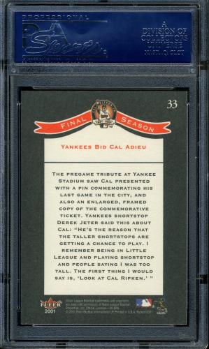 2001 Fleer Ripken Commemorative 50000 #33 Cal Ripken Jr. PSA 10 #16861444 - Back
