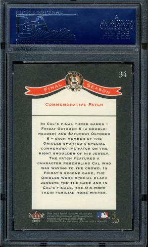 2001 Fleer Ripken Commemorative 50000 #34 Cal Ripken Jr. PSA 10 #16861445 - Back