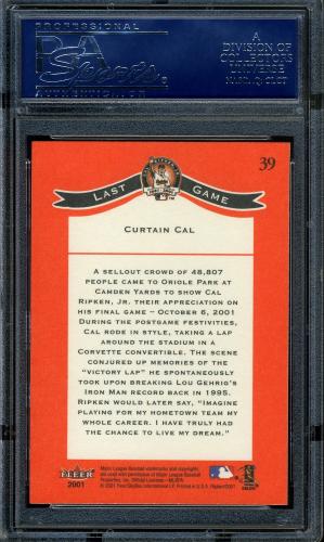 2001 Fleer Ripken Commemorative 50000 #39 Cal Ripken Jr. PSA 10 #16861450 - Back