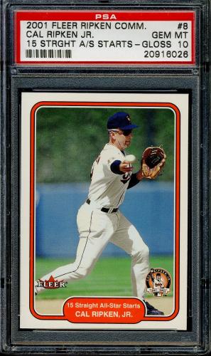 2001 Fleer Ripken Commemorative 2632 Glossy #08 Cal Ripken Jr. PSA 10 #20916026