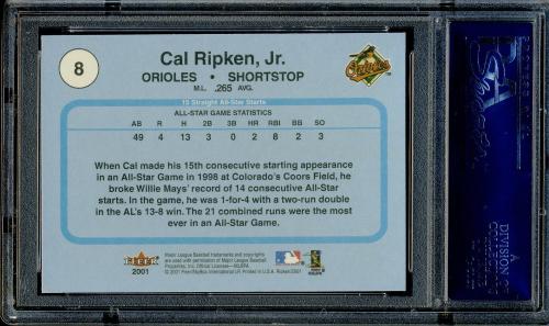 2001 Fleer Ripken Commemorative 2632 Glossy #08 Cal Ripken Jr. PSA 10 #20916026 - Back